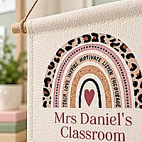 Personalised Teacher Classroom Pennant – Rainbow Hanging Teacher Gift