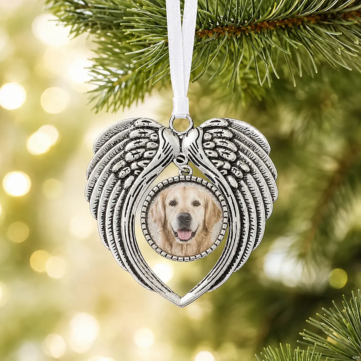 Personalised Pet Memorial Angel Wings Photo Decoration