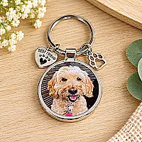 Personalised Pet Photo Keyring with Charms & Gift Box