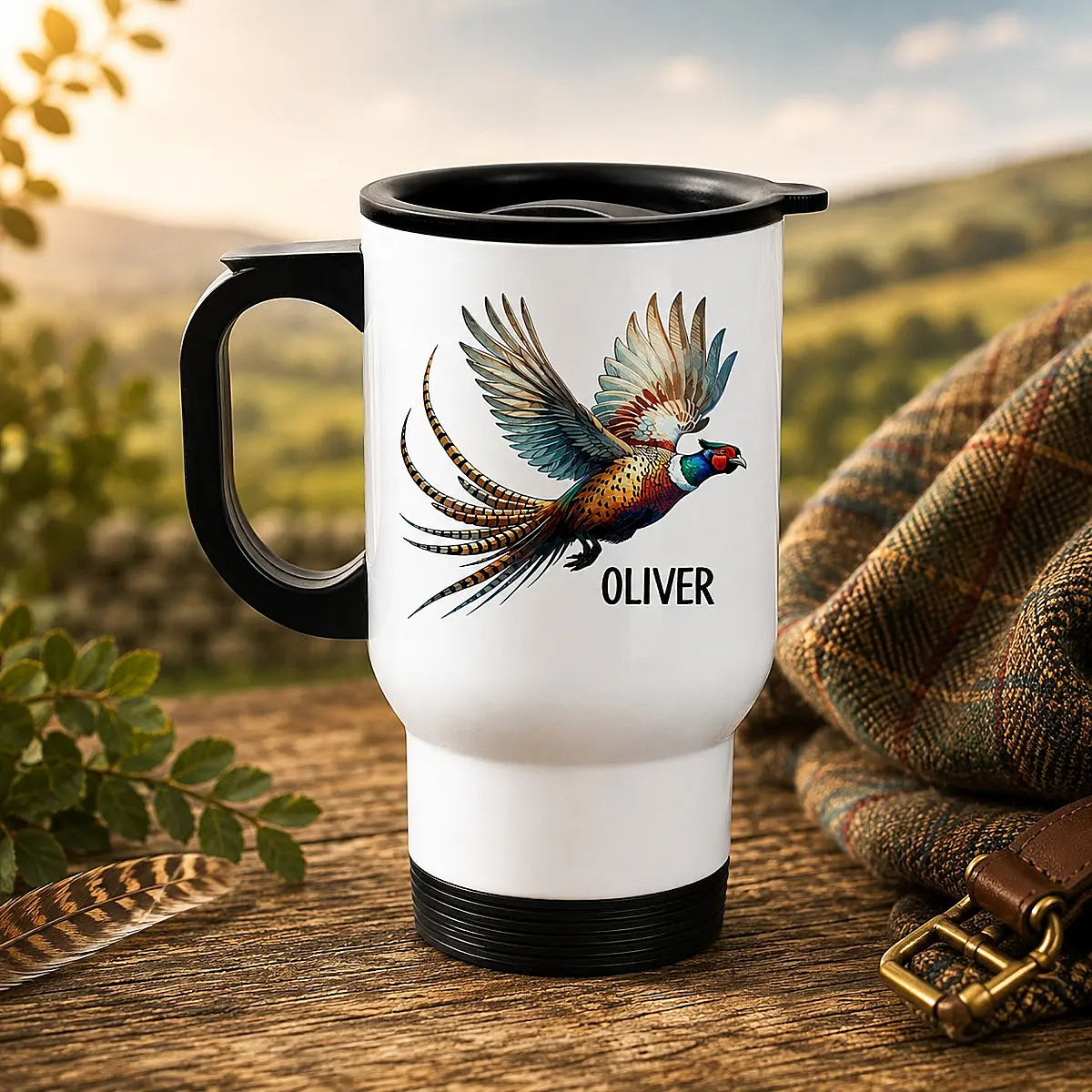 Personalised Pheasant Insulated Travel Mug
