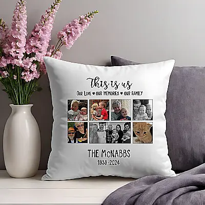 Personalised Family Photo Cushion – Up to 7 Photos