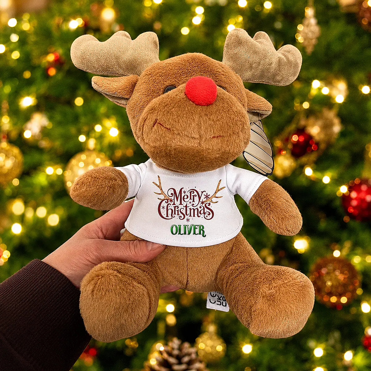 Personalised Christmas Reindeer Soft Toy – First Christmas Gift