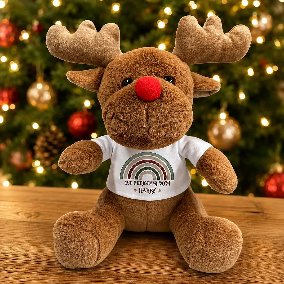Personalised Christmas Reindeer Soft Toy – First Christmas Gift