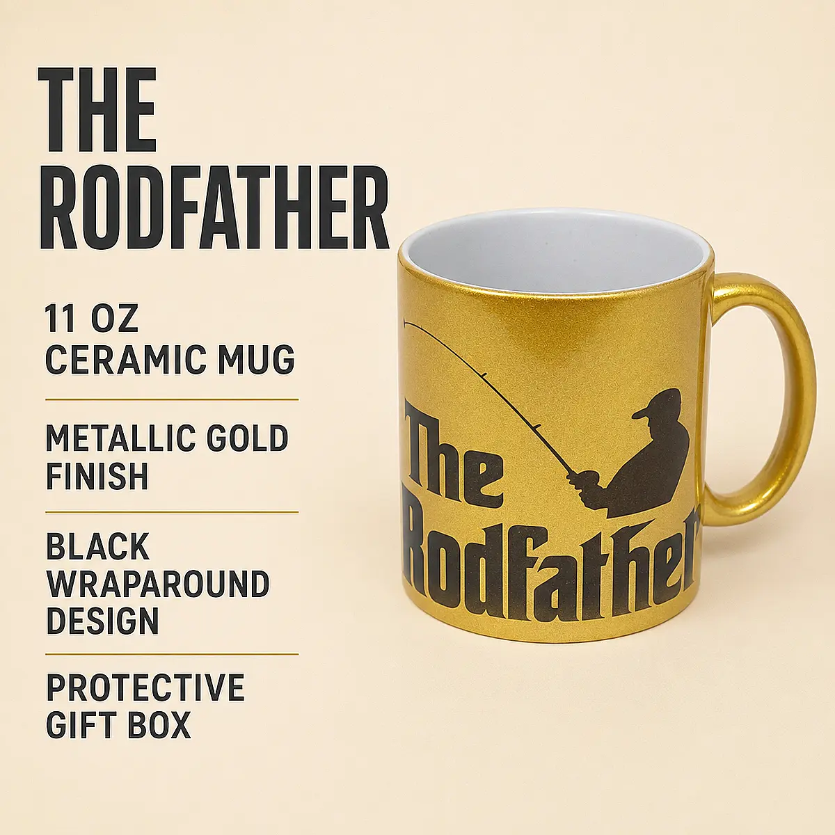The Rodfather Fishing Mug – Gold