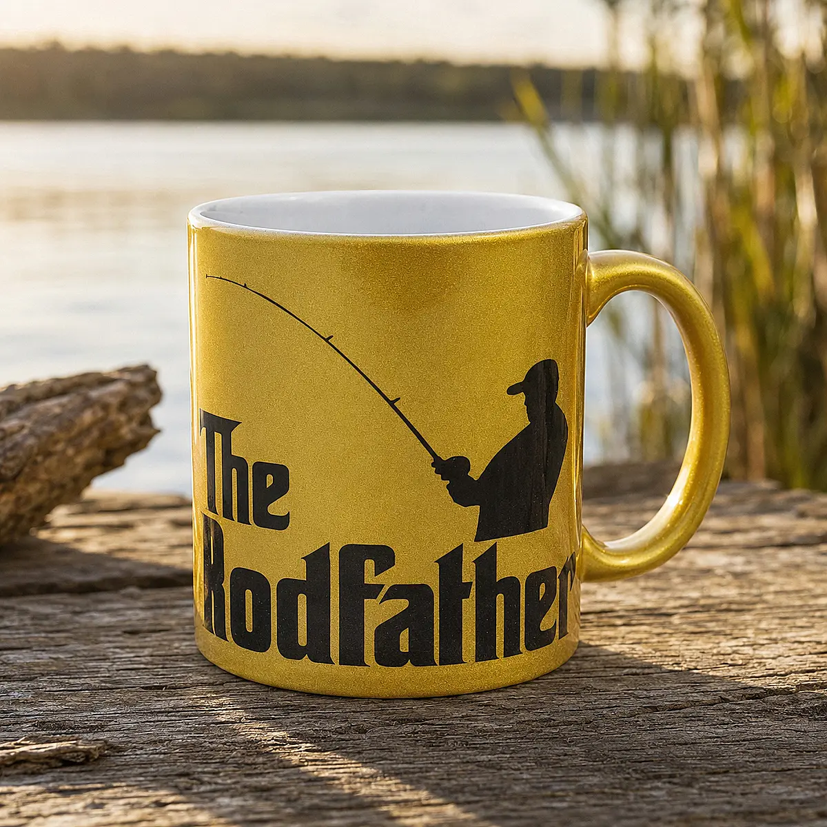 The Rodfather Fishing Mug – Gold
