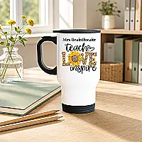 Personalised Teach Love Inspire Teacher Travel Mug