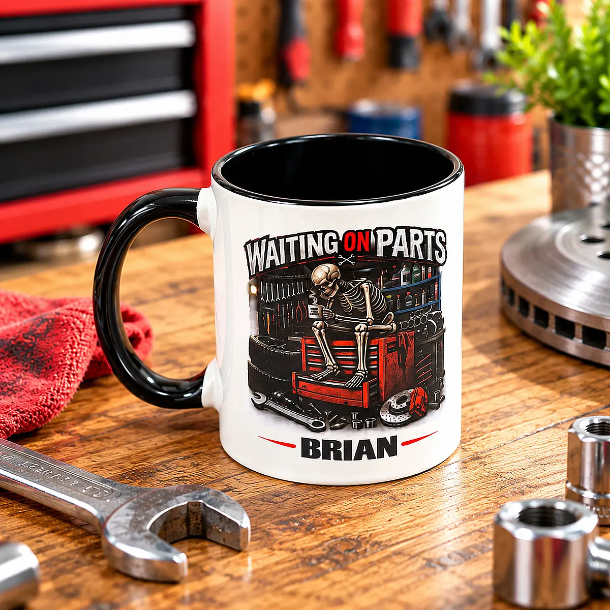 Personalised Mechanic Mug – Waiting on Parts