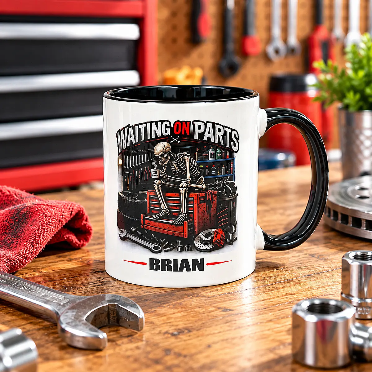 Personalised Mechanic Mug – Waiting on Parts